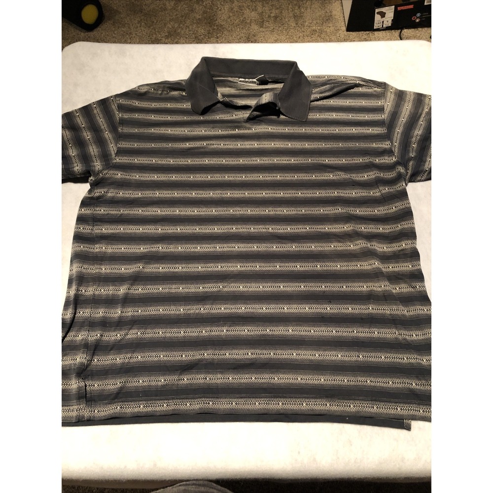 Ping Golf Polo Size Large Gray‎ Stripes Multicolored Regular Fit Short Sleeve